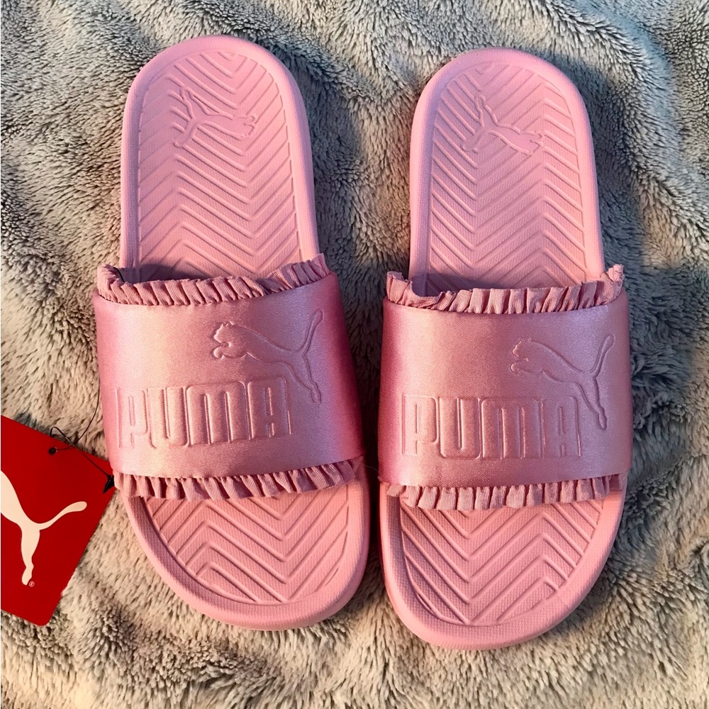 Puma Pink Satin Slides size 7